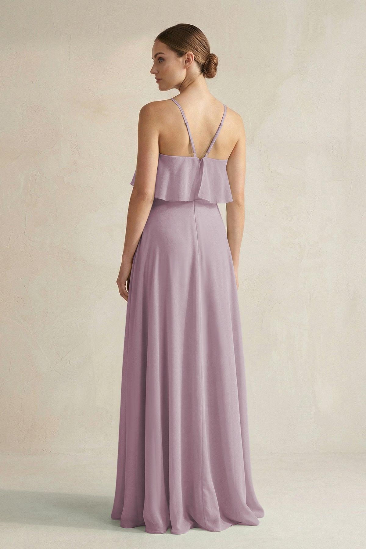 Halter Neck A-Line Chiffon Bridesmaid Dress with Keyhole in Dusk